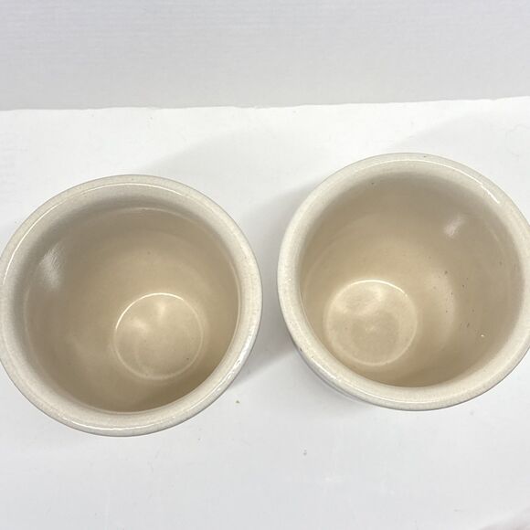 Roseville One Quart Crock Set 2 Friendship Blue Stripe Canisters - Picture 4 of 9